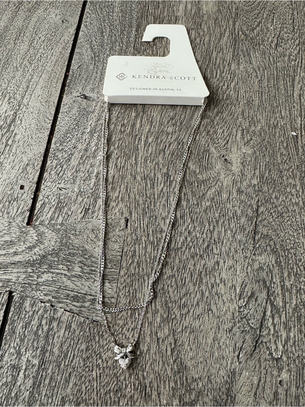 Kendra Scott Silver Heart Drop Necklace